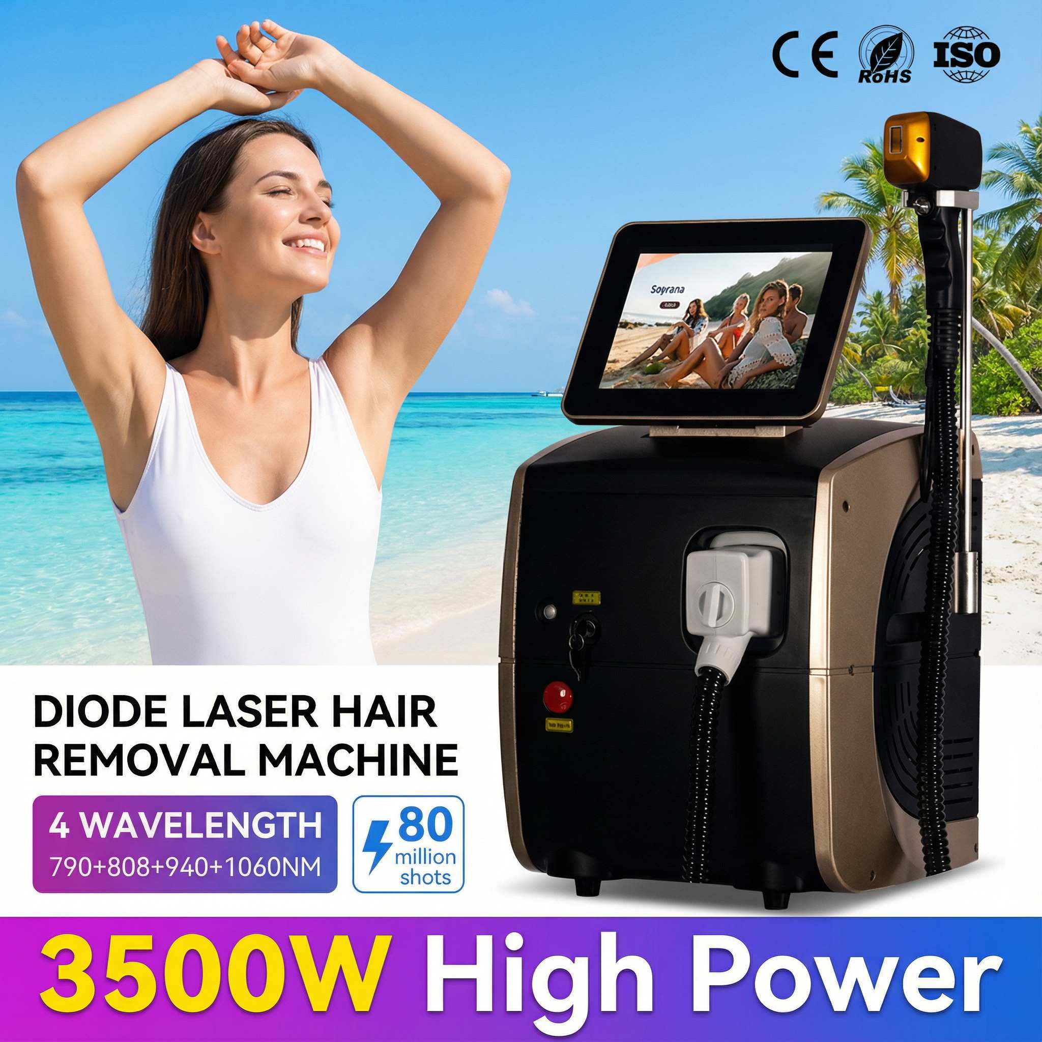 Depilador a laser de titânio d - Ice Titanium Diode Laser Machine avaliação e preço